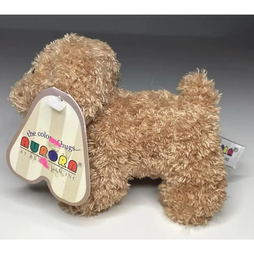 Vintage Aurora Dinky Dog Plush Mini Brown 4.5” Stuffed Animal Puppy With Tags